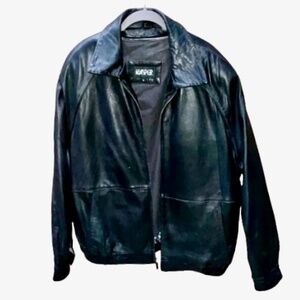 Men’s Kasper Black Leather Jacket/Coat with zip out lining Sz Large
